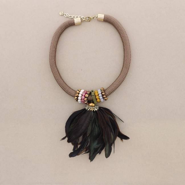 FLOWER FEATHERS SHORT NECKLACE