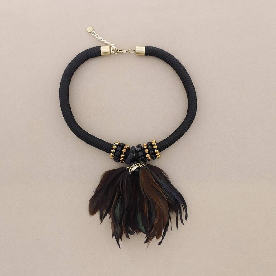 FLOWER FEATHERS SHORT NECKLACE