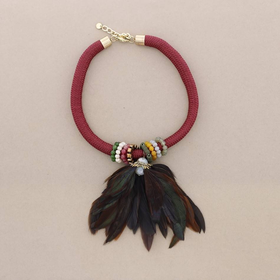 FLOWER FEATHERS SHORT NECKLACE