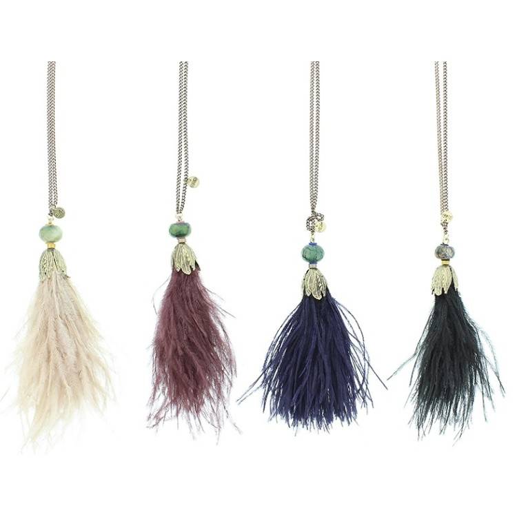 COLLAR LARGO COLG. METAL PLUMAS 2