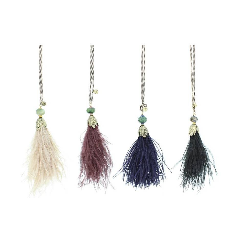 COLLAR LARGO COLG. METAL PLUMAS