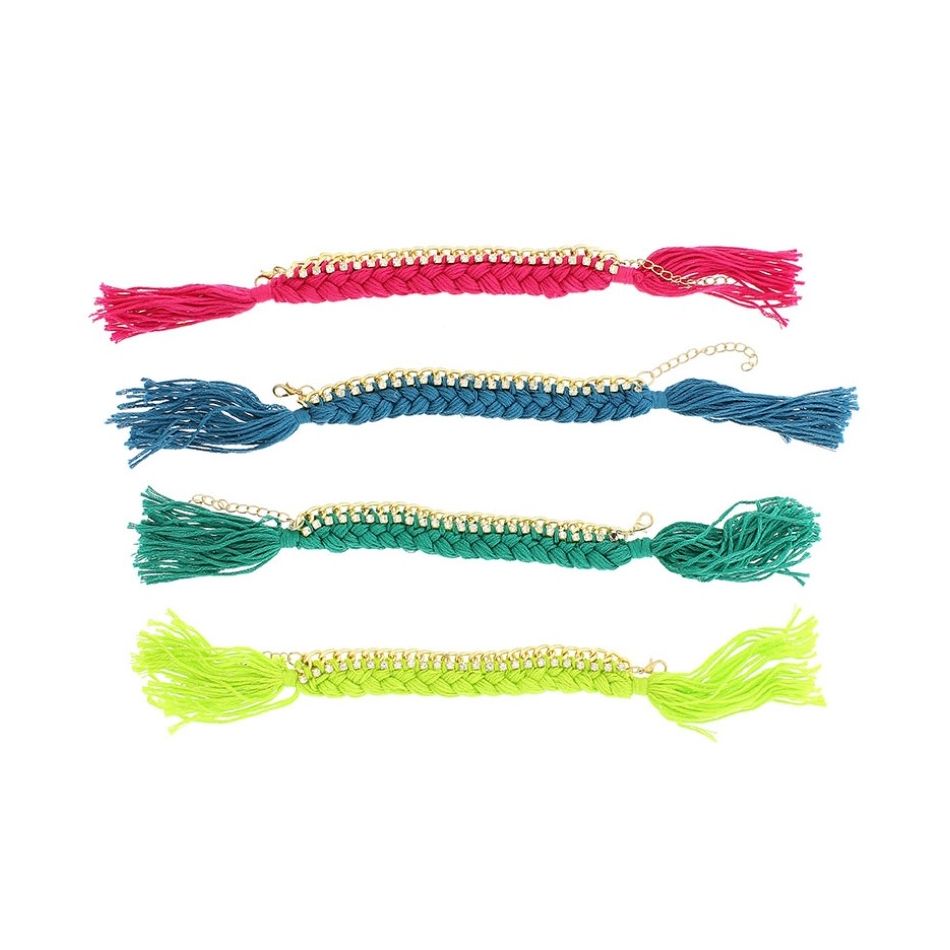 CRYSTAL BRAIDED THREADS CHAIN BRACELET