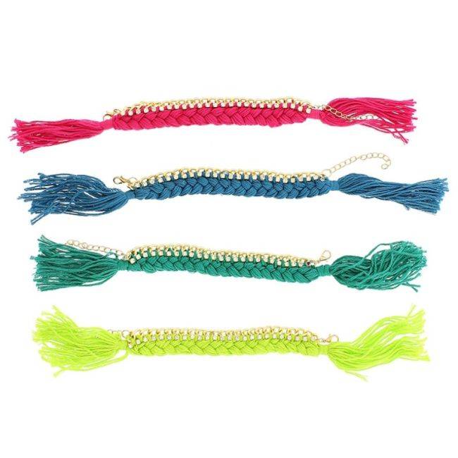 CRYSTAL BRAIDED THREADS CHAIN BRACELET