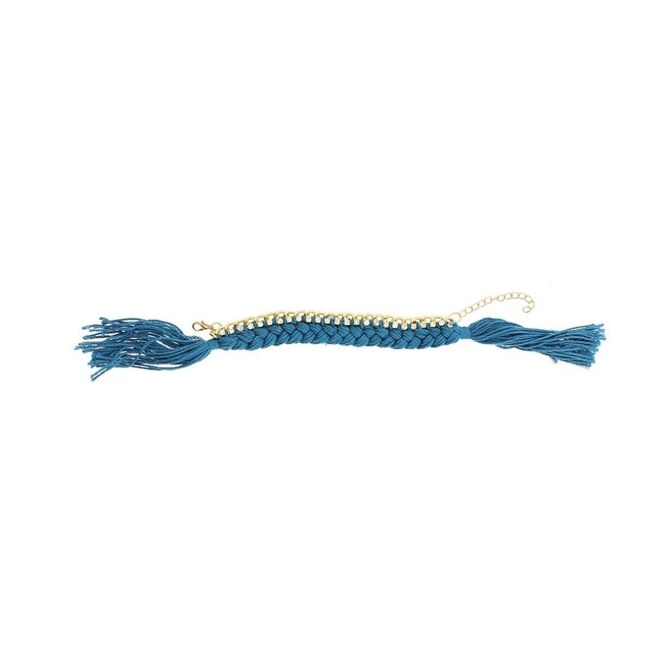 PULSERA CADENA HILOS TRENZADOS CRISTALES