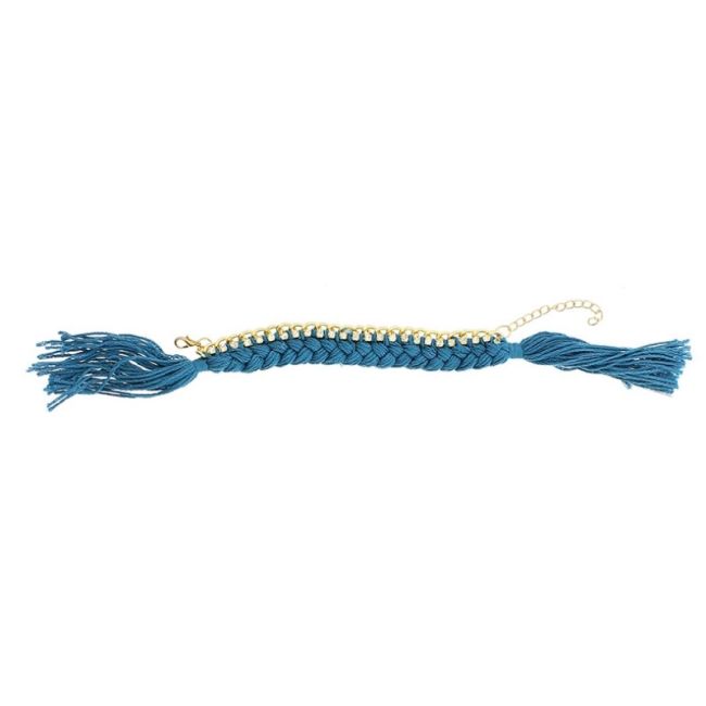 PULSERA CADENA HILOS TRENZADOS CRISTALES