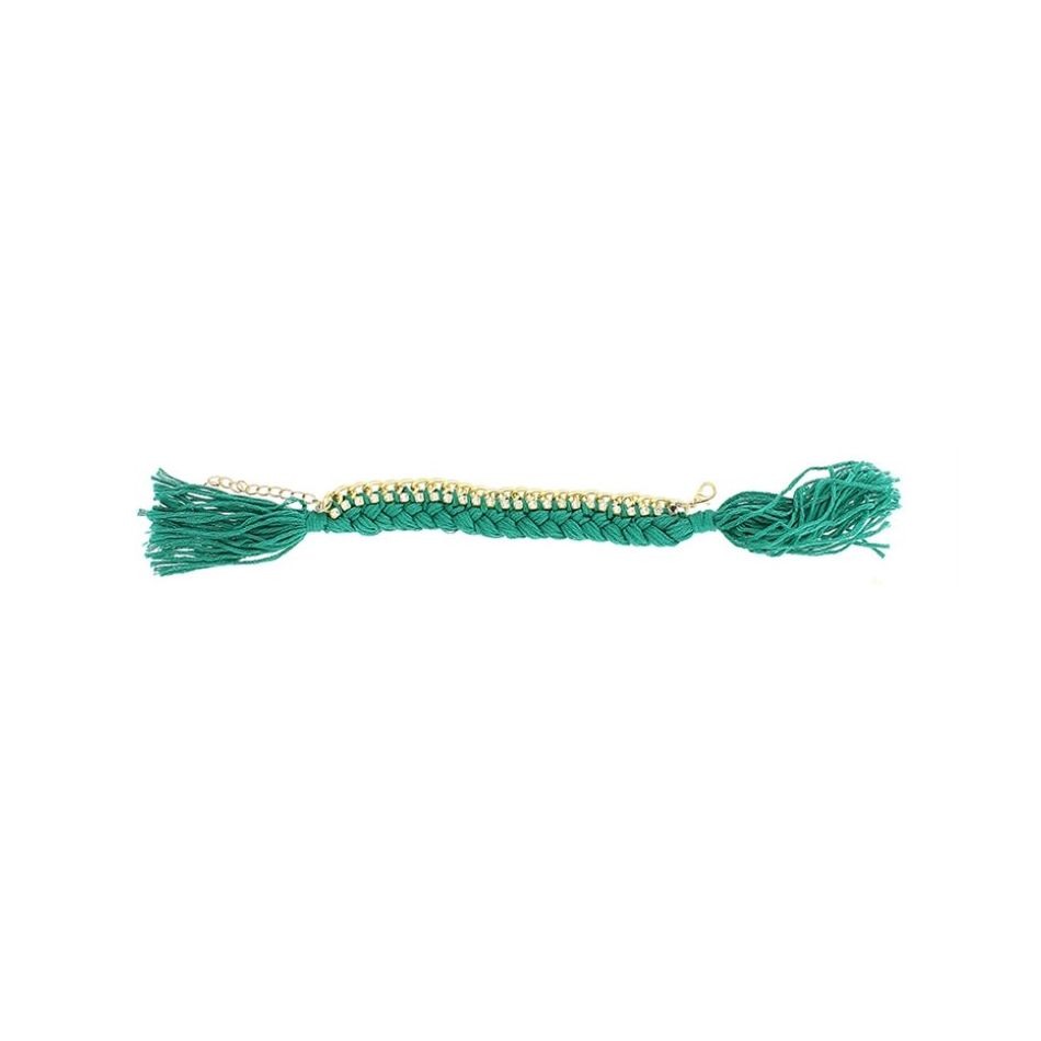 PULSERA CADENA HILOS TRENZADOS CRISTALES