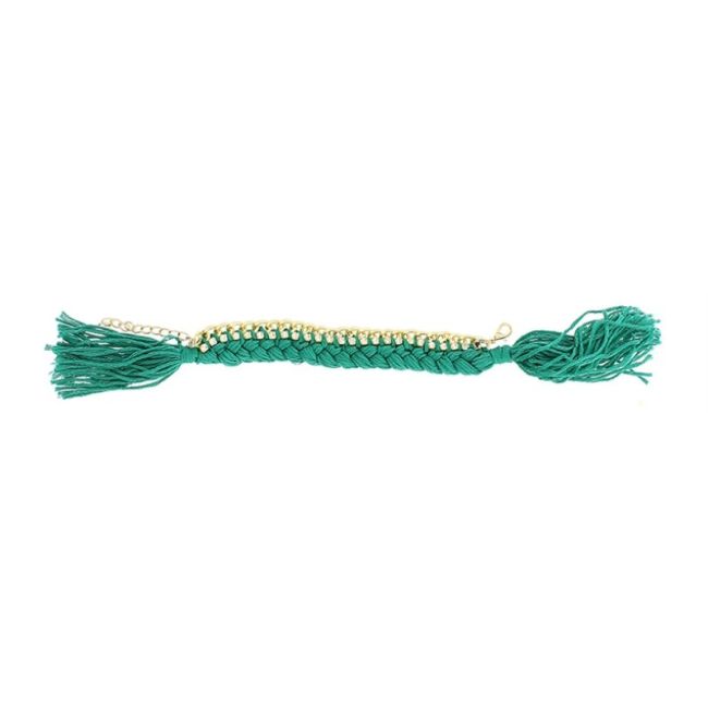 PULSERA CADENA HILOS TRENZADOS CRISTALES