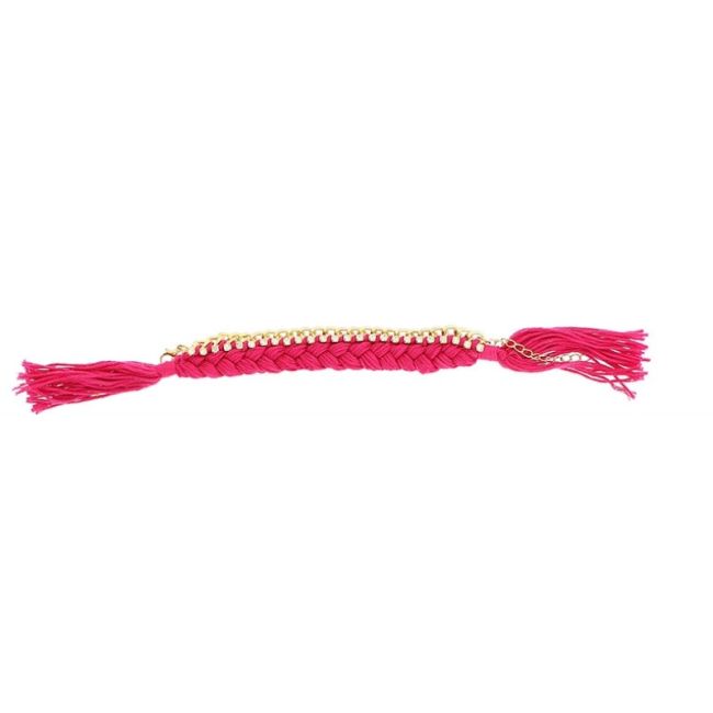 PULSERA CADENA HILOS TRENZADOS CRISTALES