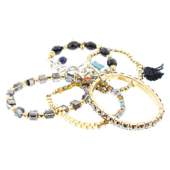 BRACELET 5 STRIPS VARIOUS BEADS