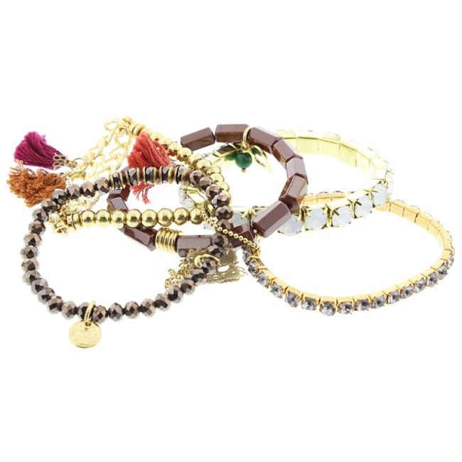 PULSERA 5 TIRAS CUENTAS VARIAS