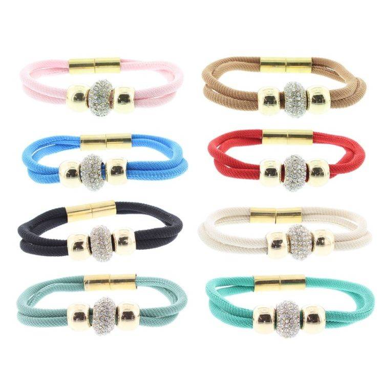 DOUBLE CORD BRACELET WITH METAL AND CRYSTAL BEADS 2
