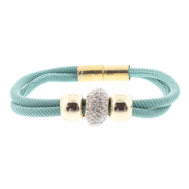 DOUBLE CORD BRACELET WITH METAL AND CRYSTAL BEADS
