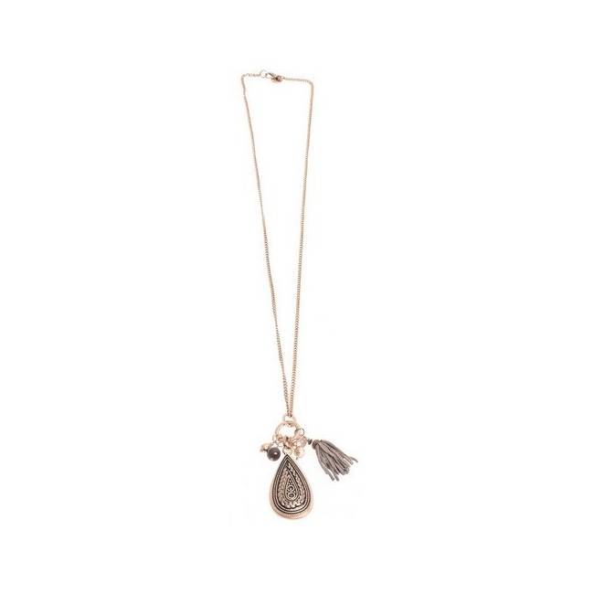 COLLAR LARGO COLG. METAL GOTA