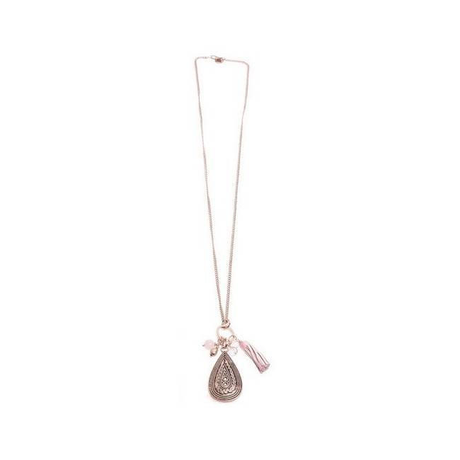 COLLAR LARGO COLG. METAL GOTA