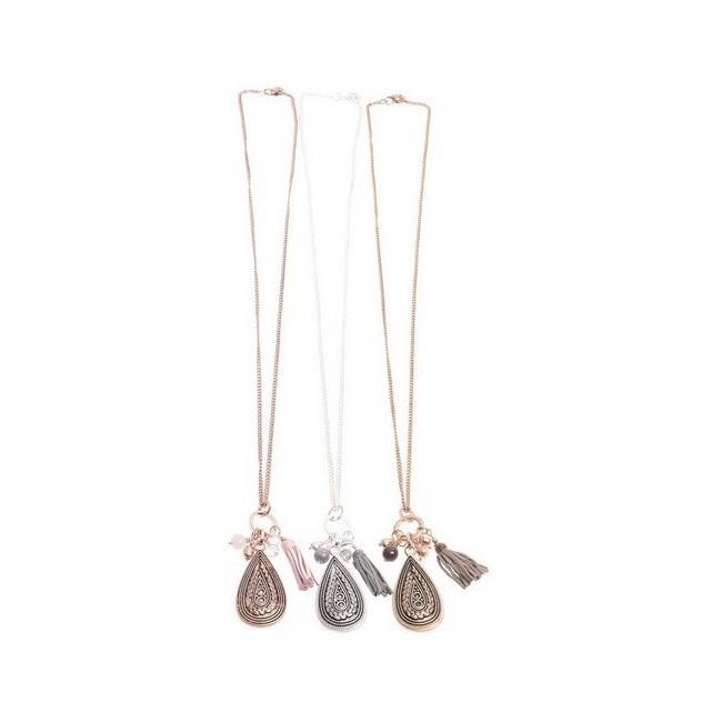 COLLAR LARGO COLG. METAL GOTA