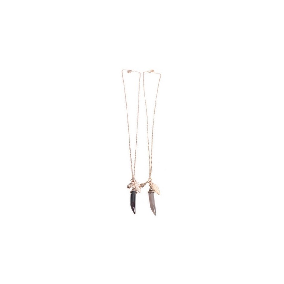 LONG NECKLACE METAL RESIN PENDANT