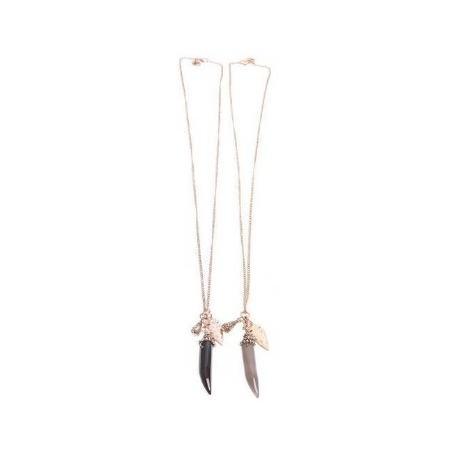 LONG NECKLACE METAL RESIN PENDANT