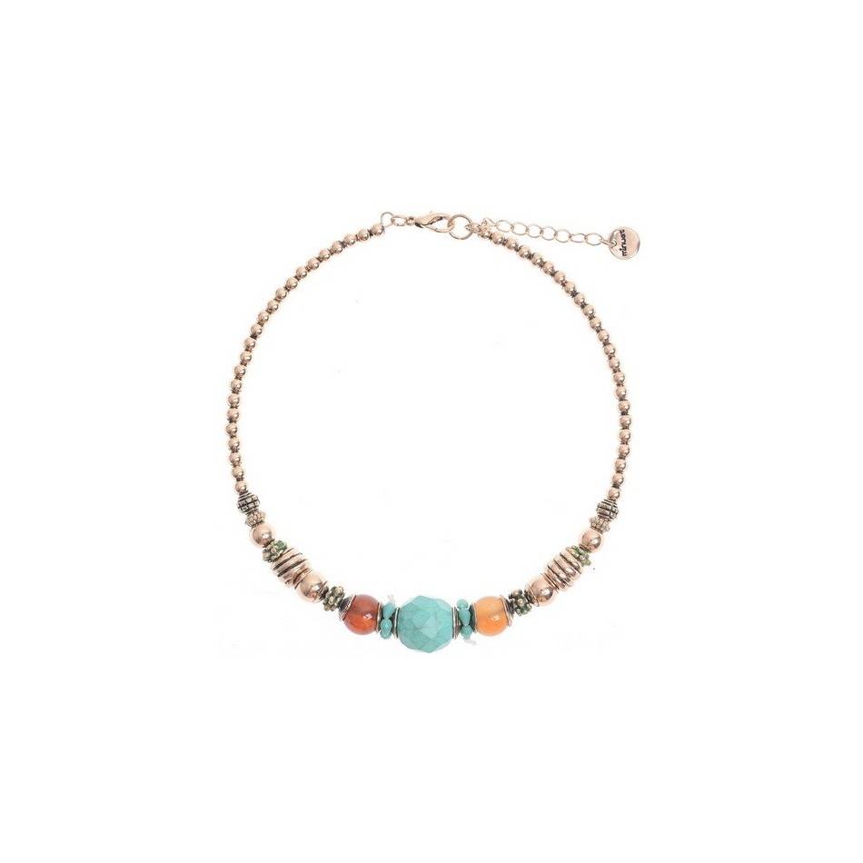 METAL STONE BEADS SHORT NECKLACE