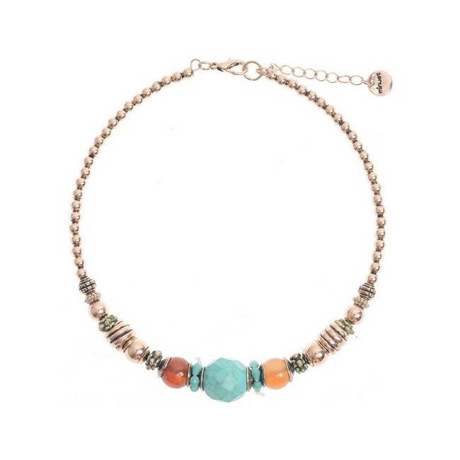 METAL STONE BEADS SHORT NECKLACE