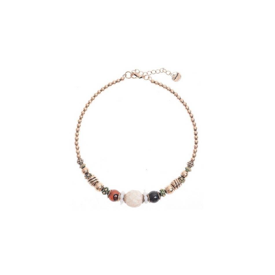 METAL STONE BEADS SHORT NECKLACE