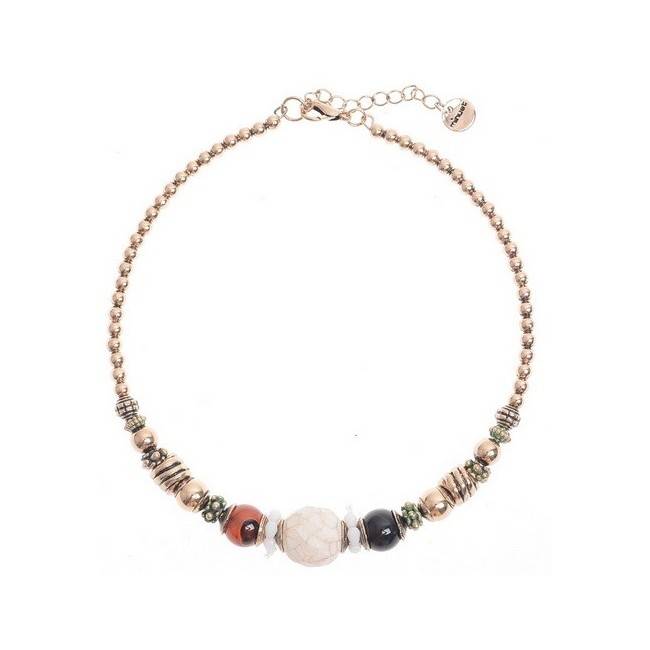 METAL STONE BEADS SHORT NECKLACE
