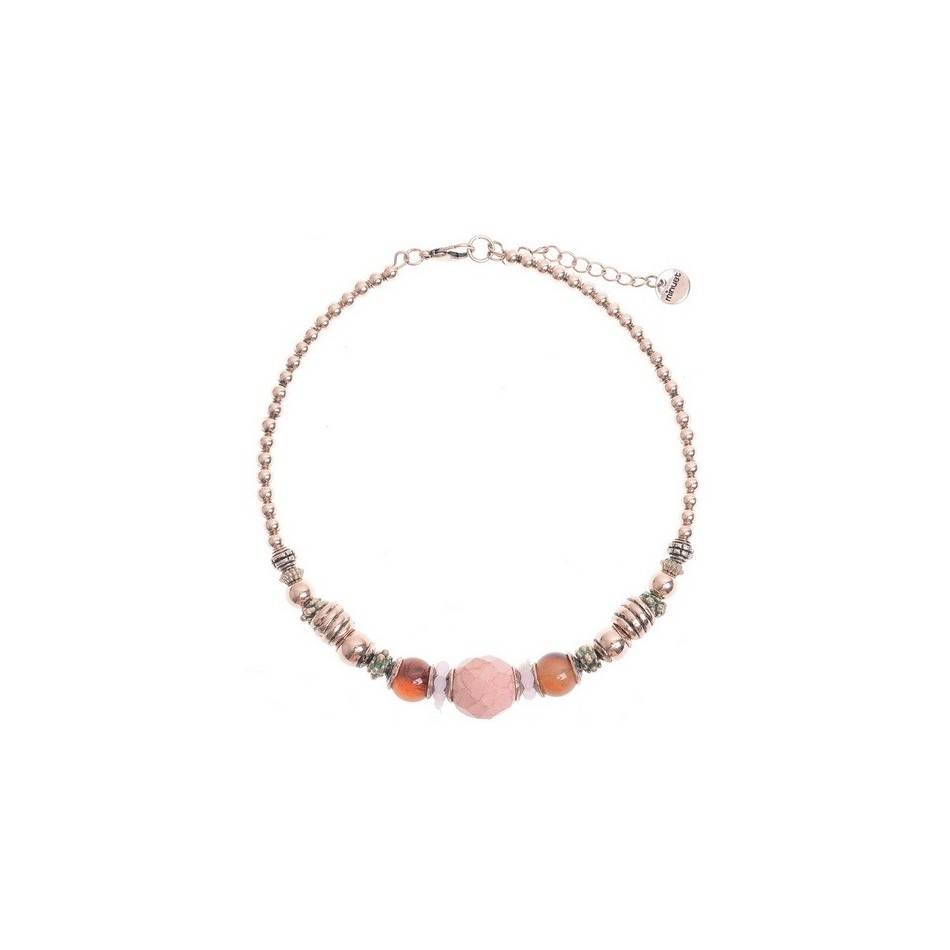 METAL STONE BEADS SHORT NECKLACE