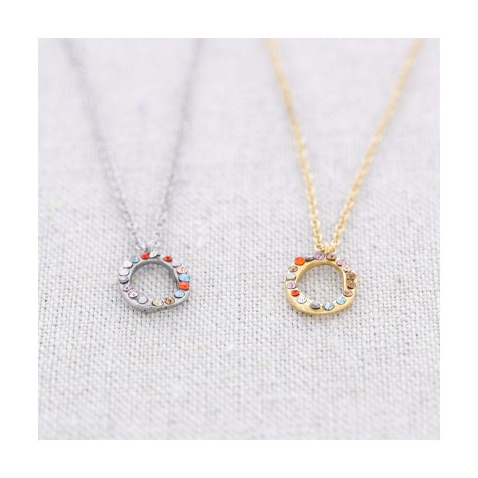 INITIAL SHORT NECKLACE OR STEEL CRYSTALS