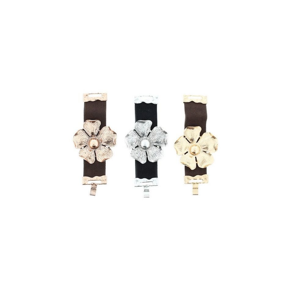 PULSERA ELÁSTICA FLOR METAL