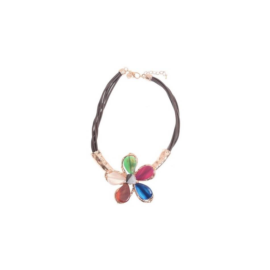 GARGANTILLA METAL FLOR PIEDRAS