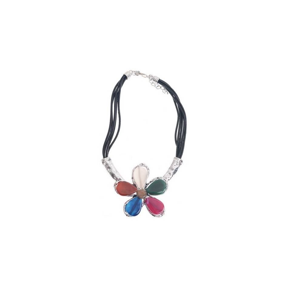 GARGANTILLA METAL FLOR PIEDRAS