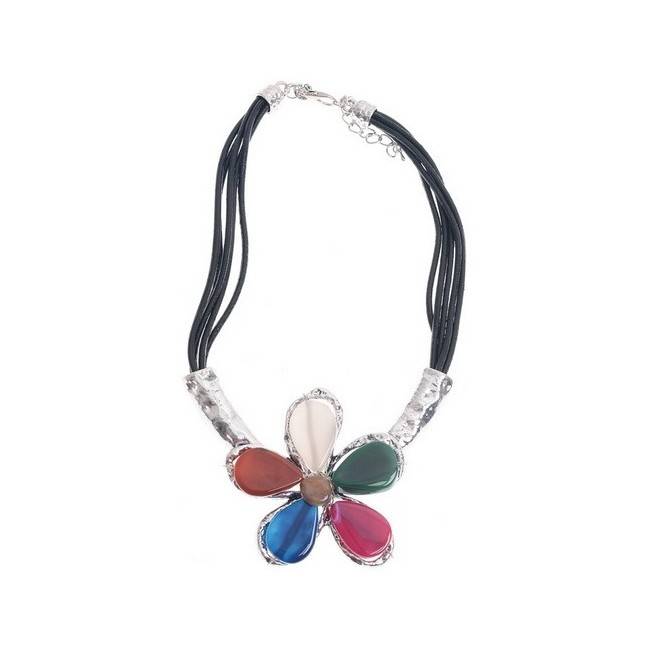 GARGANTILLA METAL FLOR PIEDRAS