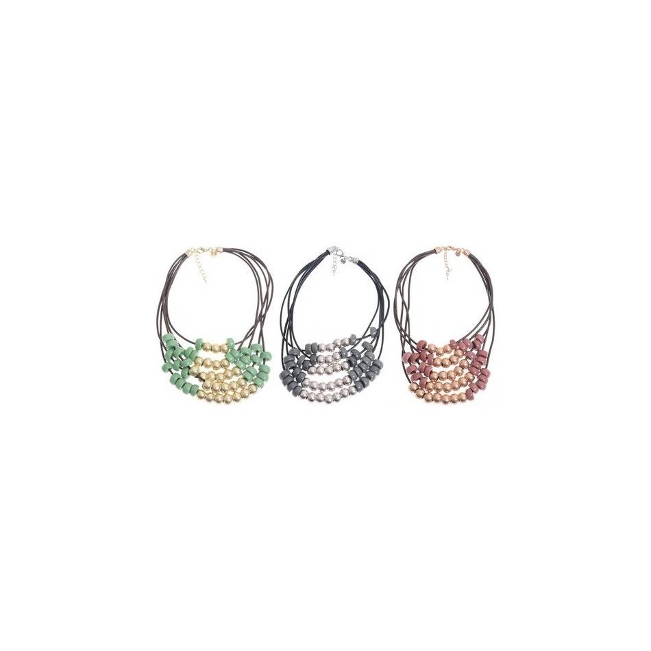 GARGANTILLA METAL CUENTAS RESINA