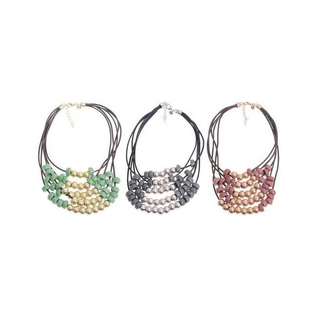 GARGANTILLA METAL CUENTAS RESINA