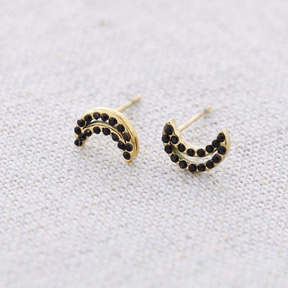 STEEL EARRINGS MOON CRYSTALS