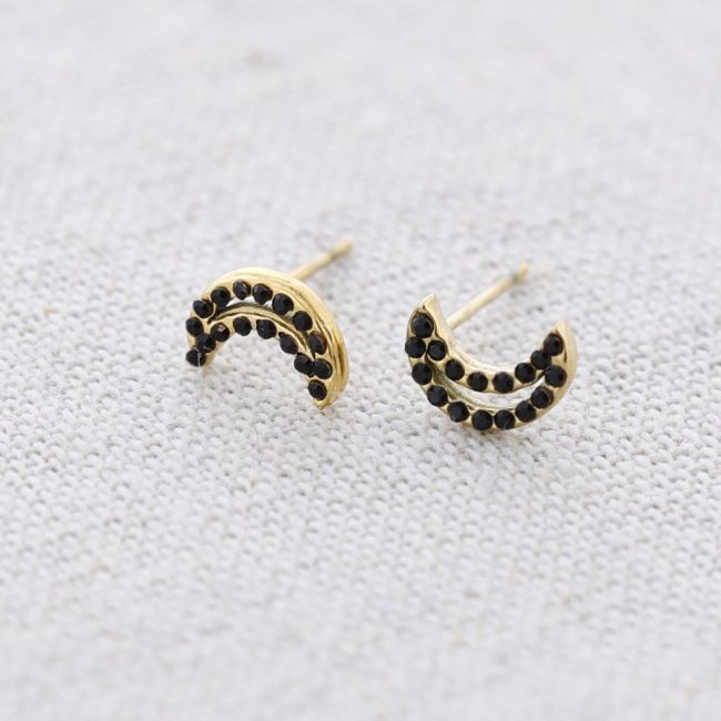 STEEL EARRINGS MOON CRYSTALS