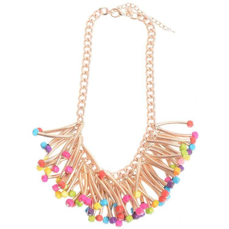 FRINGED METAL SHORT NECKLACE