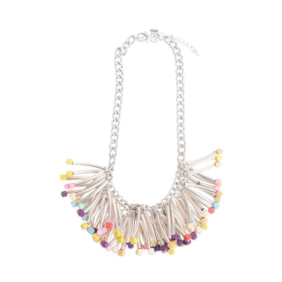 FRINGED METAL SHORT NECKLACE