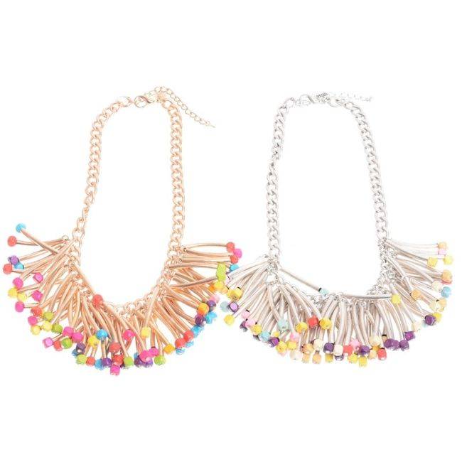 FRINGED METAL SHORT NECKLACE