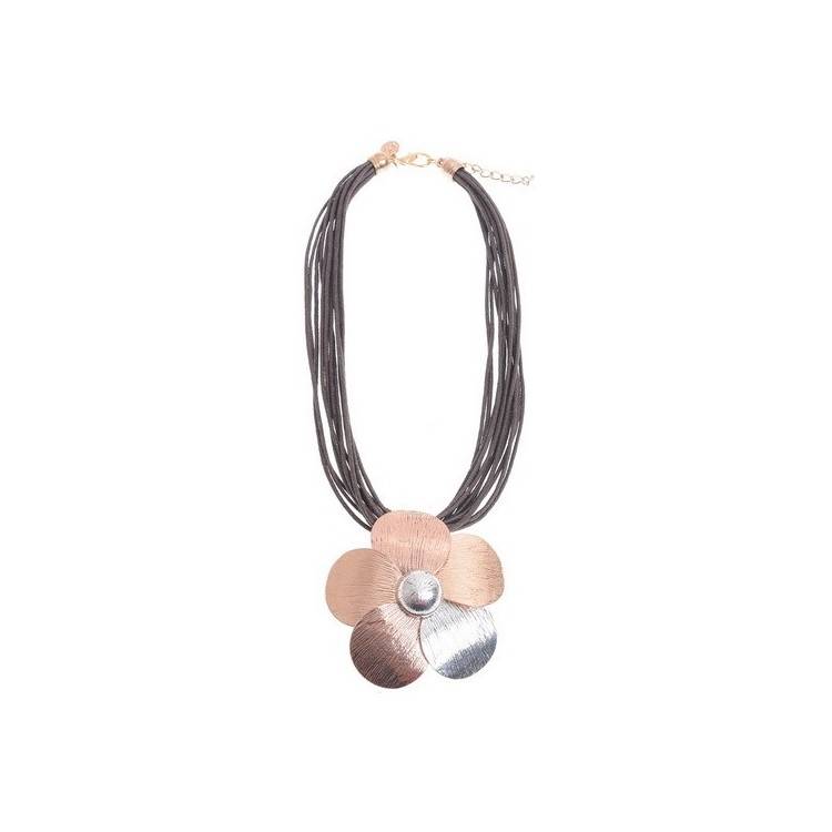 METAL FLOWER PENDANT SHORT NECKLACE