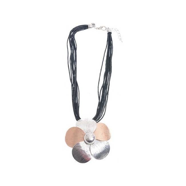 METAL FLOWER PENDANT SHORT NECKLACE