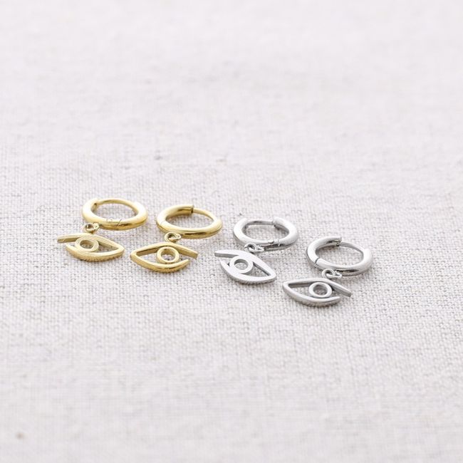 PENDIENTES ACERO ARO COLGANTE OJO