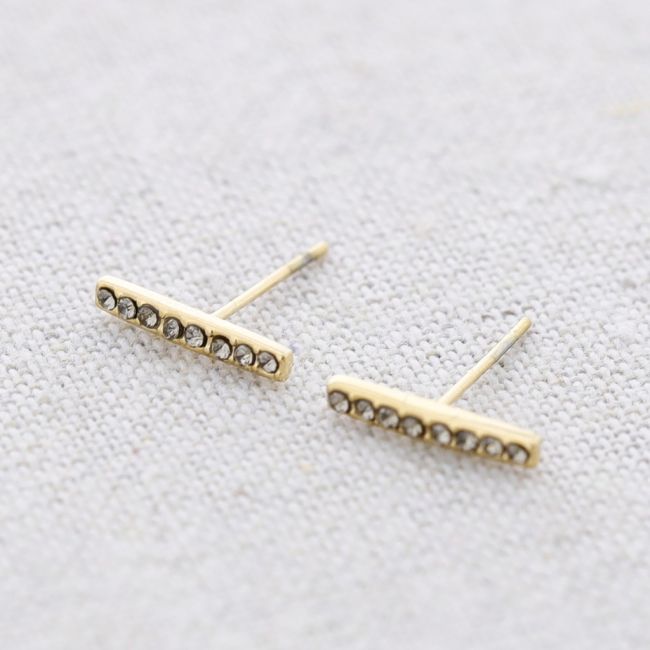 STEEL EARRINGS WITH CRYSTAL STRIP