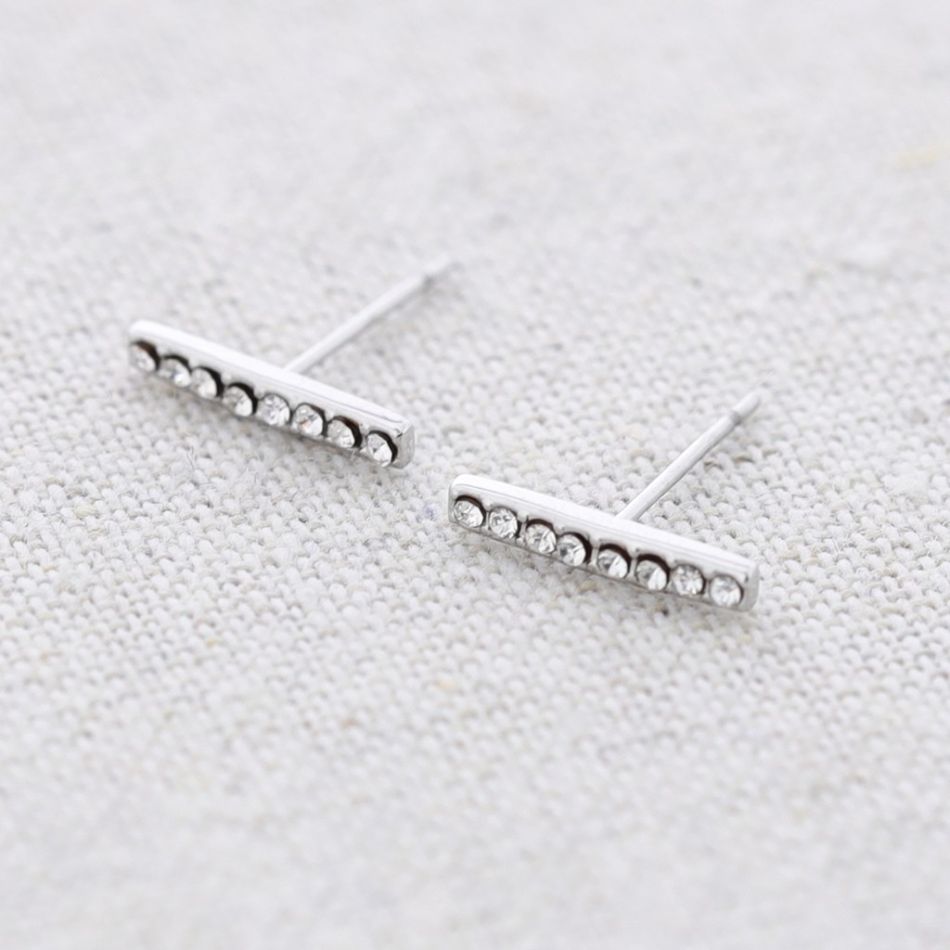 STEEL EARRINGS WITH CRYSTAL STRIP