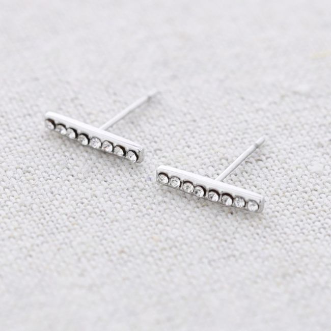 STEEL EARRINGS WITH CRYSTAL STRIP