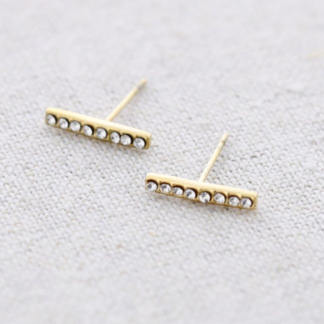 STEEL EARRINGS WITH CRYSTAL STRIP