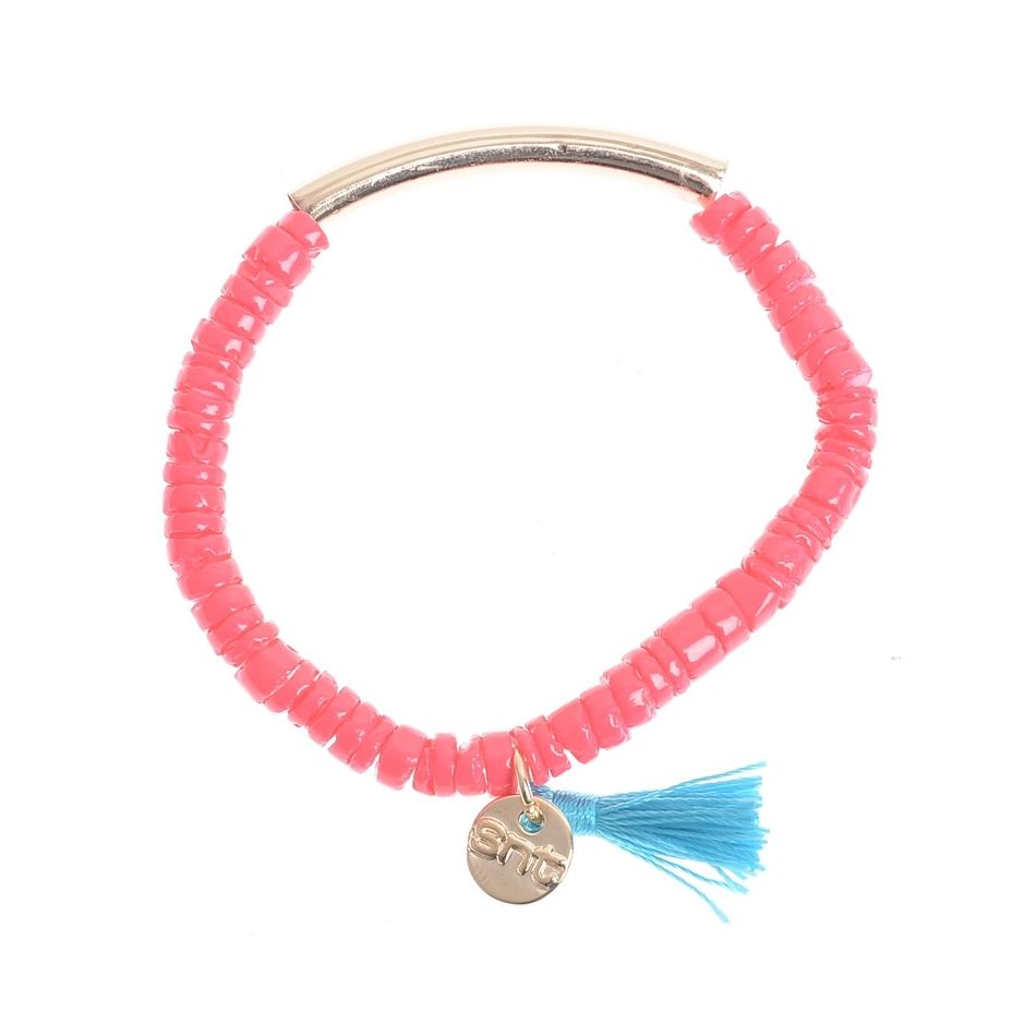PULSERA CUENTAS METAL  NÁCAR ESMALTADO