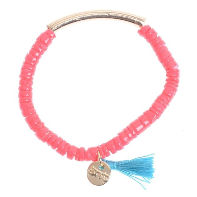 PULSERA CUENTAS METAL  NÁCAR ESMALTADO