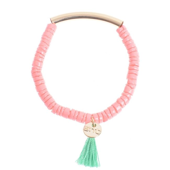 PULSERA CUENTAS METAL  NÁCAR ESMALTADO