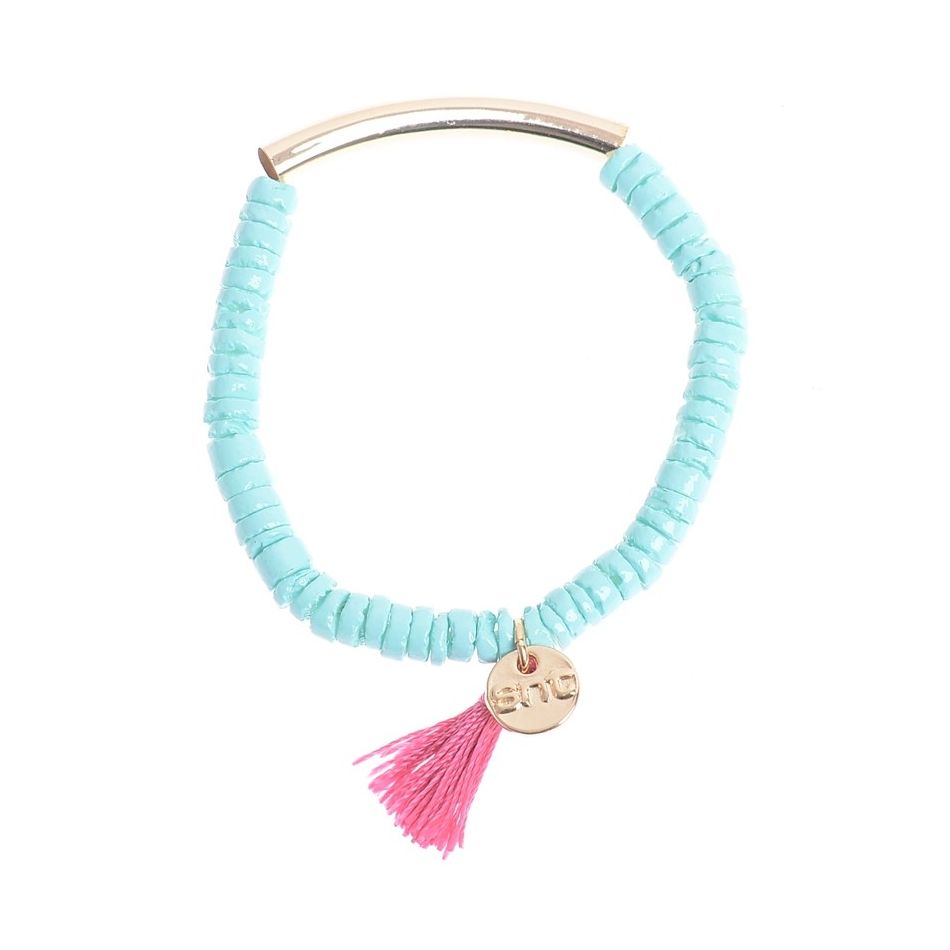 PULSERA CUENTAS METAL  NÁCAR ESMALTADO