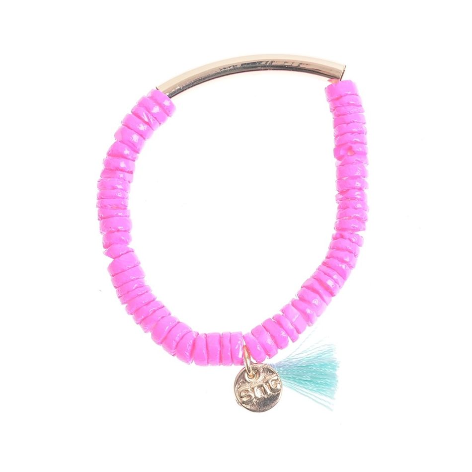 PULSERA CUENTAS METAL  NÁCAR ESMALTADO